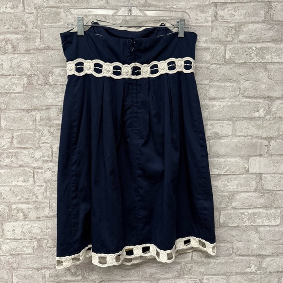 Lilly Pulitzer strapless dress navy white beaded women’s‎ size 8 100% cotton - Picture 2 of 9